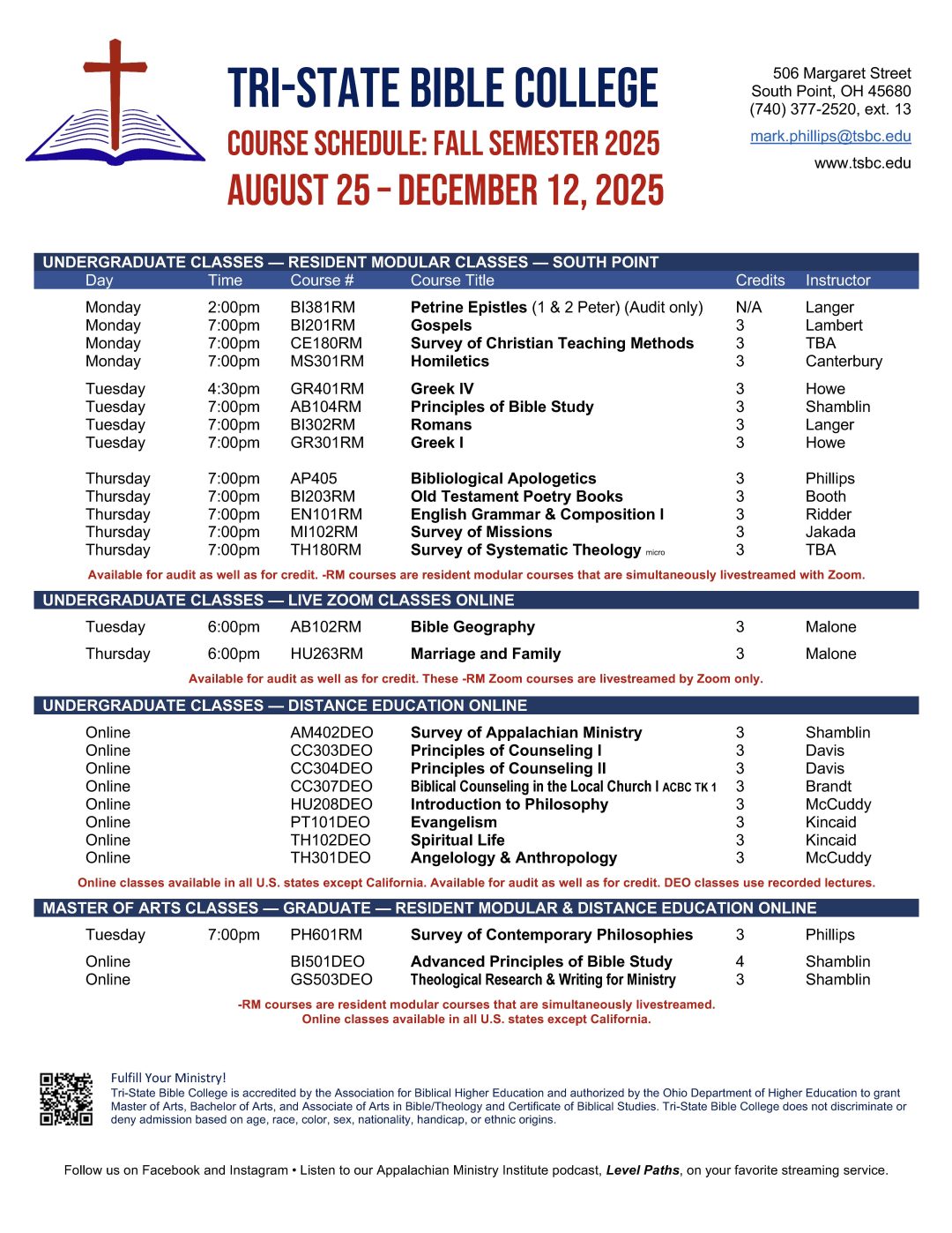 Fall 2025 Schedule Release