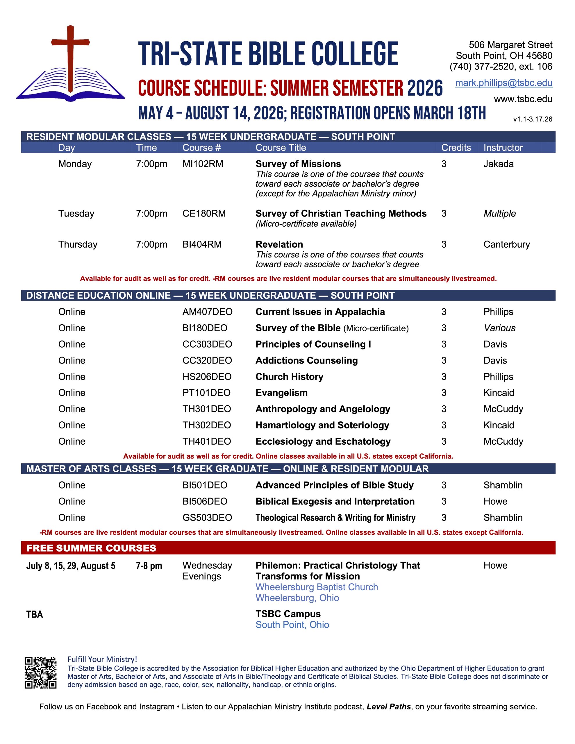 Summer Courses 2026 – v.1.1-3.17.26
