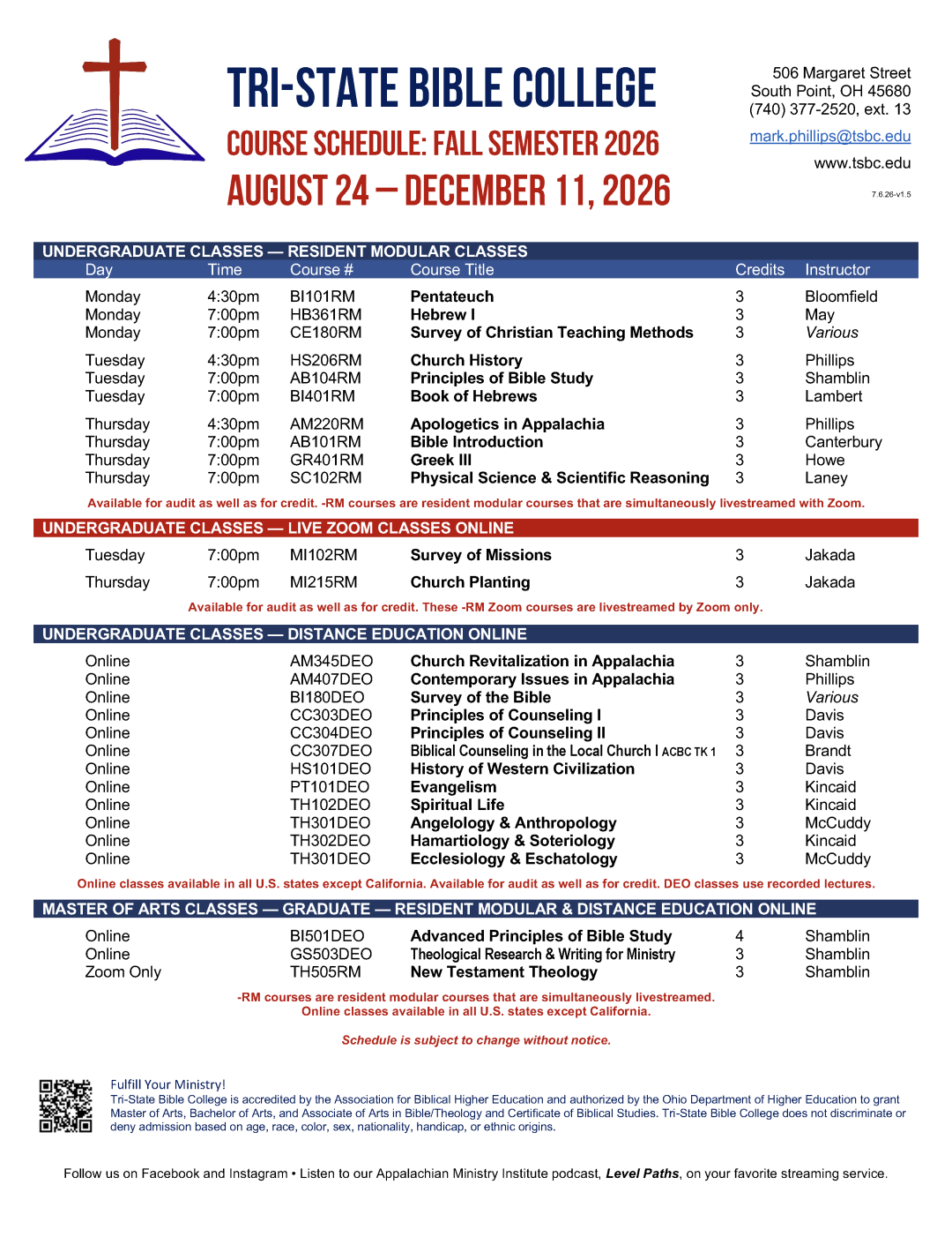 2026 Fall Schedule Release