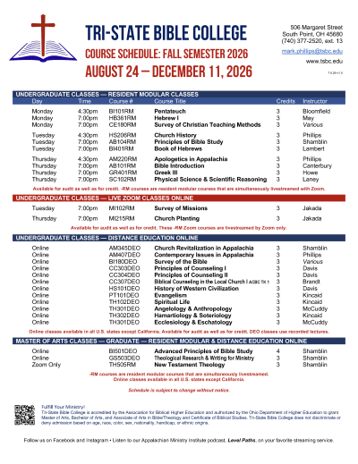 2026 Fall Schedule Release